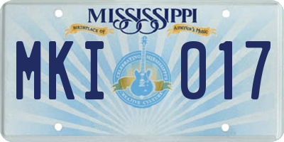 MS license plate MKI017