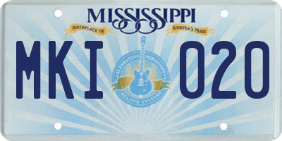 MS license plate MKI020
