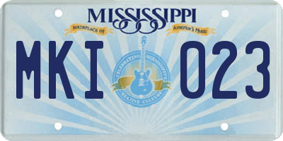 MS license plate MKI023