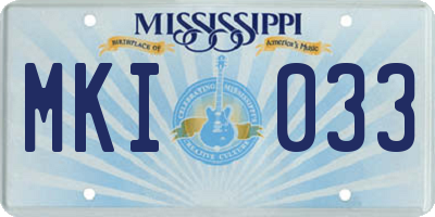 MS license plate MKI033