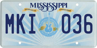 MS license plate MKI036