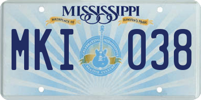 MS license plate MKI038