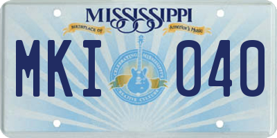 MS license plate MKI040