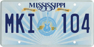 MS license plate MKI104