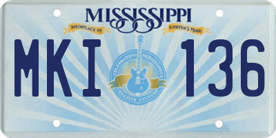 MS license plate MKI136