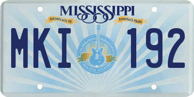 MS license plate MKI192
