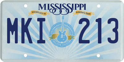 MS license plate MKI213