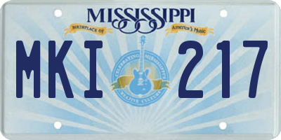 MS license plate MKI217