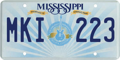 MS license plate MKI223