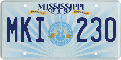 MS license plate MKI230