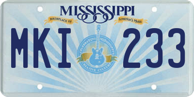 MS license plate MKI233