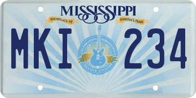 MS license plate MKI234