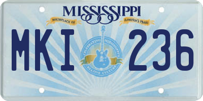 MS license plate MKI236