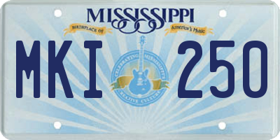 MS license plate MKI250