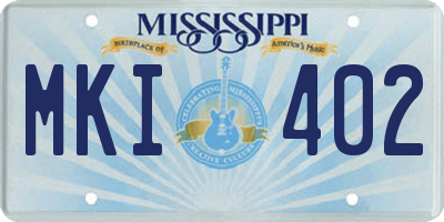 MS license plate MKI402