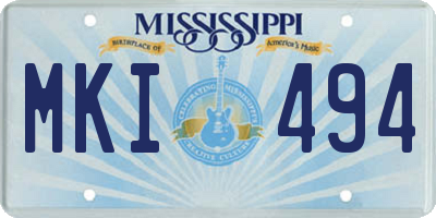 MS license plate MKI494