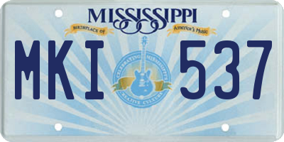 MS license plate MKI537