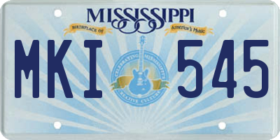 MS license plate MKI545