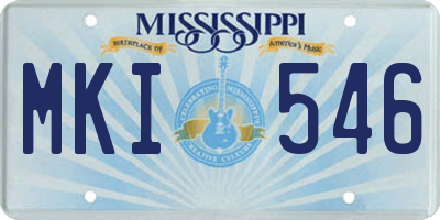 MS license plate MKI546