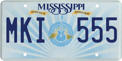 MS license plate MKI555