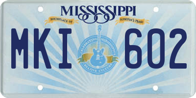 MS license plate MKI602