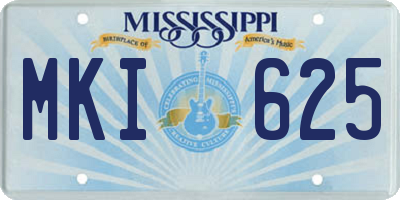 MS license plate MKI625