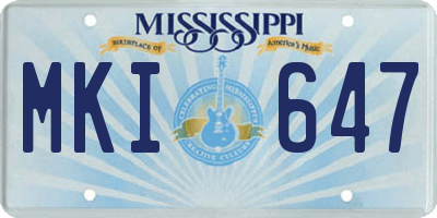 MS license plate MKI647