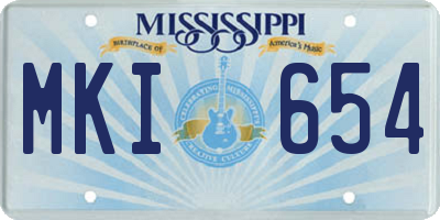 MS license plate MKI654