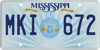 MS license plate MKI672
