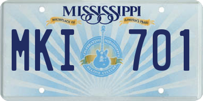 MS license plate MKI701