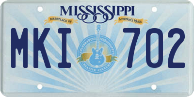 MS license plate MKI702