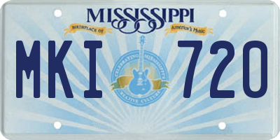 MS license plate MKI720