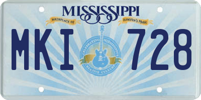 MS license plate MKI728