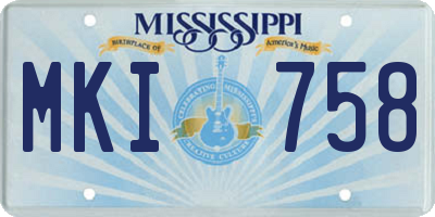 MS license plate MKI758