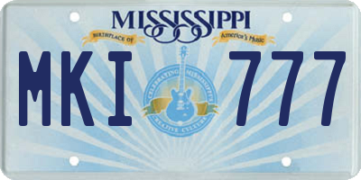 MS license plate MKI777