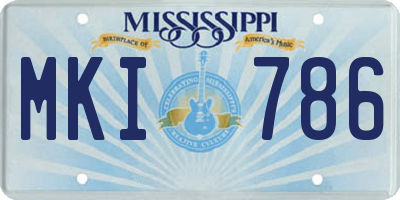 MS license plate MKI786