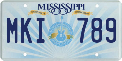 MS license plate MKI789