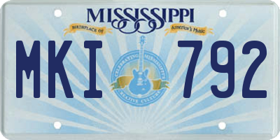 MS license plate MKI792