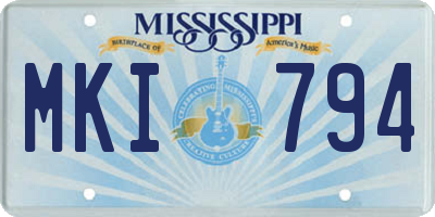 MS license plate MKI794