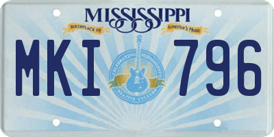 MS license plate MKI796