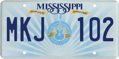 MS license plate MKJ102