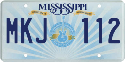 MS license plate MKJ112