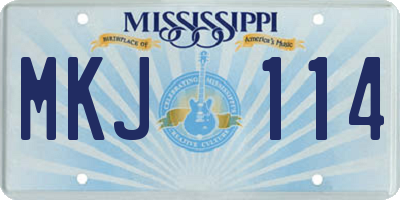 MS license plate MKJ114