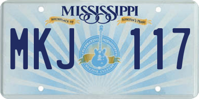 MS license plate MKJ117
