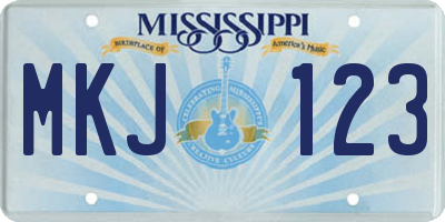 MS license plate MKJ123
