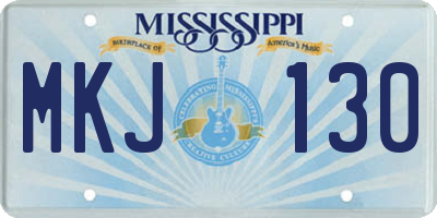 MS license plate MKJ130