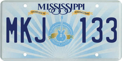 MS license plate MKJ133
