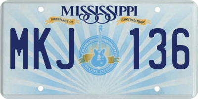 MS license plate MKJ136