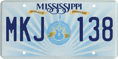 MS license plate MKJ138