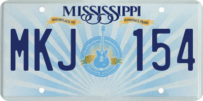 MS license plate MKJ154